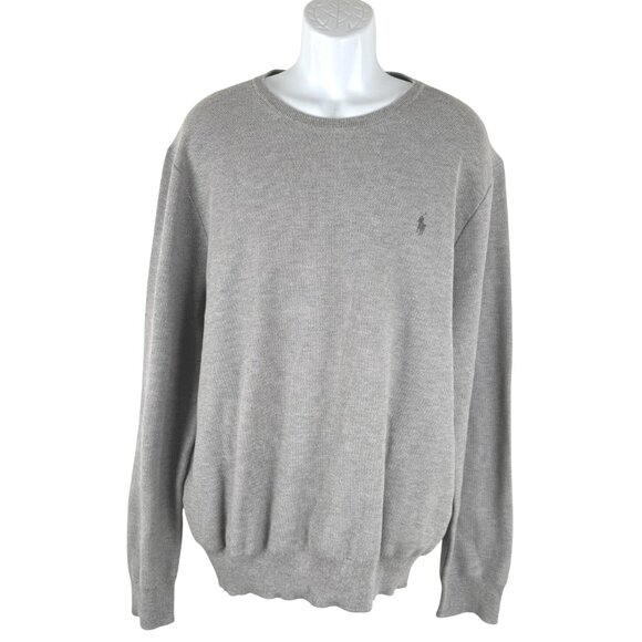 Polo Ralph‎ Lauren Sweater Top Mens 2XL Pima Cotton Gray Crewneck TP-3146 - Picture 1 of 8